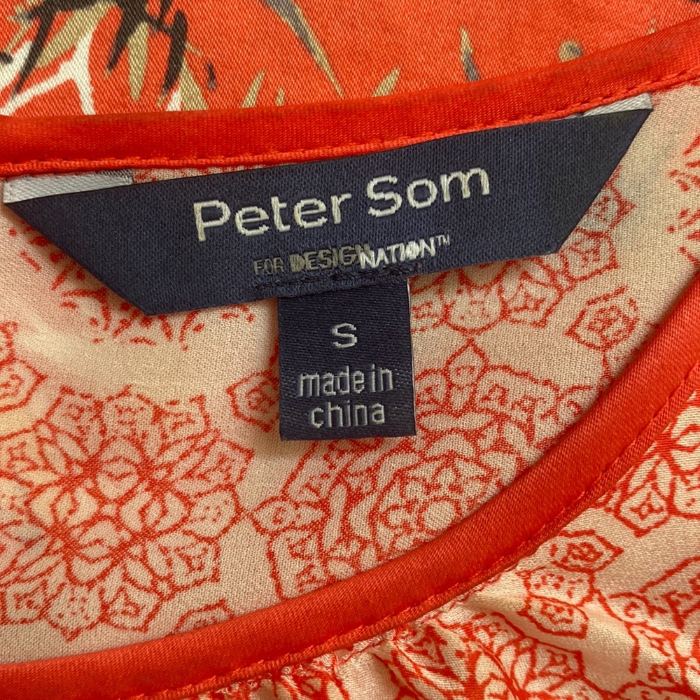 Peter Som tank top in reds, whites,greens and yellows. Bananas, plans, medallion